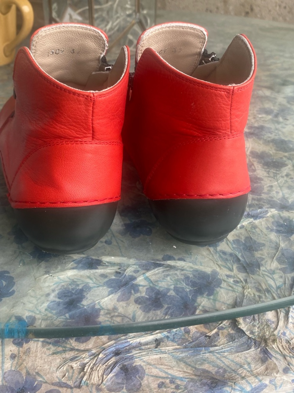 Red Leather Zip Ankle Boots Minimalist EU 37 - Picture 4 of 9
